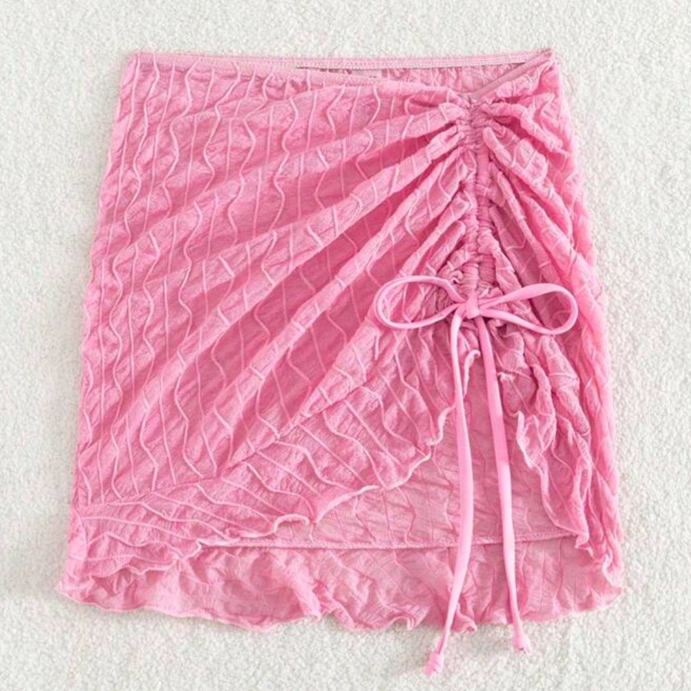 Drawstring Asymmetrical Split Hem Swim Cover-Up - Picture 4 of 6